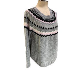Small Cliche Pink‎ Gray Women's Pullover Loose Fit Sweater Silver Threads